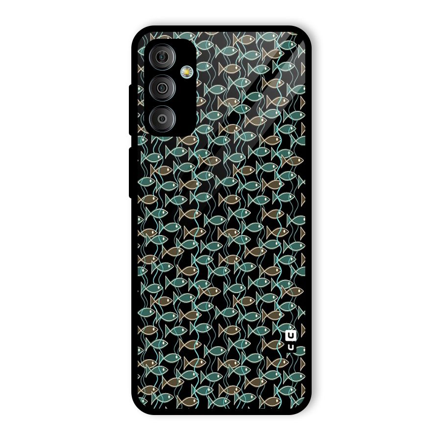 Animated Fishes Art Pattern Glass Back Case for Galaxy F23