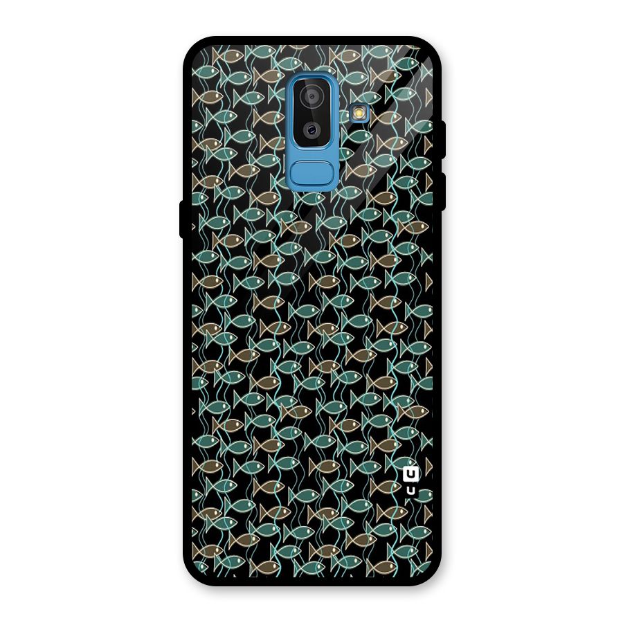 Animated Fishes Art Pattern Glass Back Case for Galaxy J8