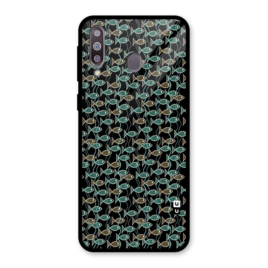 Animated Fishes Art Pattern Glass Back Case for Galaxy M30