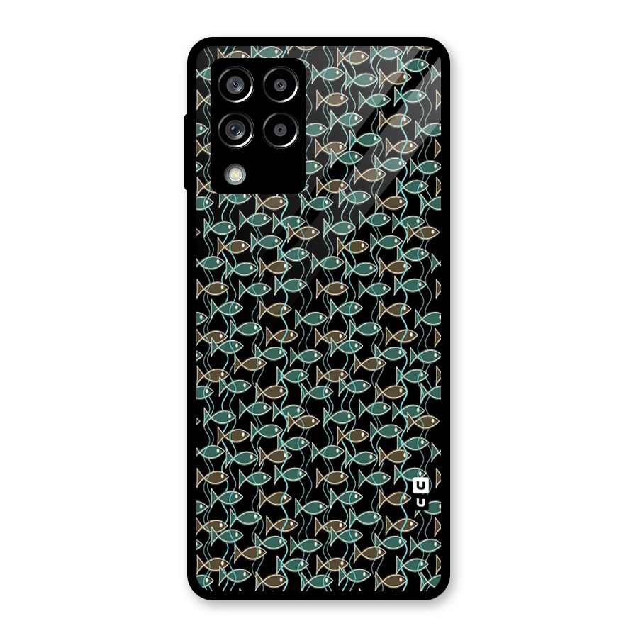 Animated Fishes Art Pattern Glass Back Case for Galaxy M53 5G