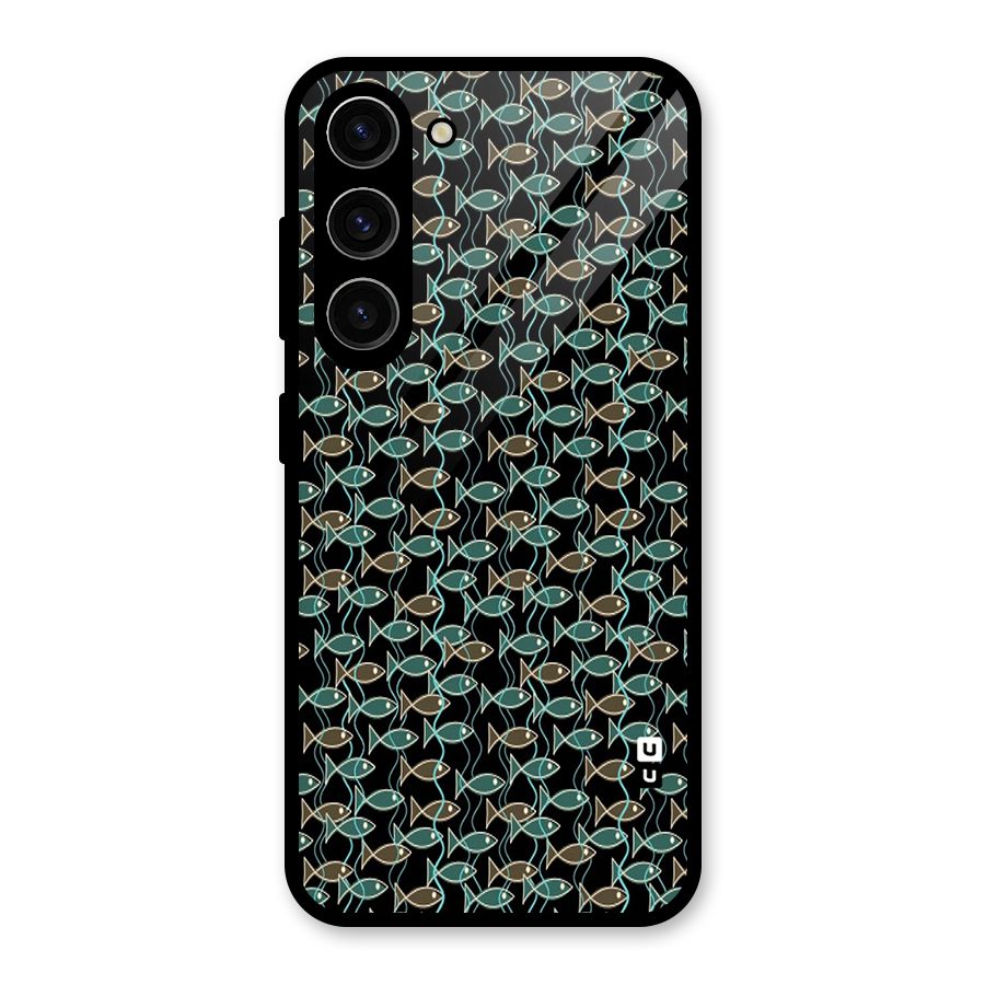Animated Fishes Art Pattern Glass Back Case for Galaxy S23