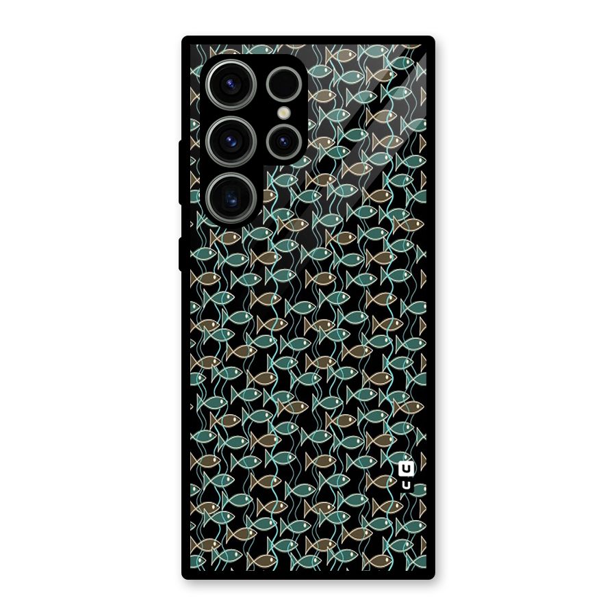 Animated Fishes Art Pattern Glass Back Case for Galaxy S23 Ultra