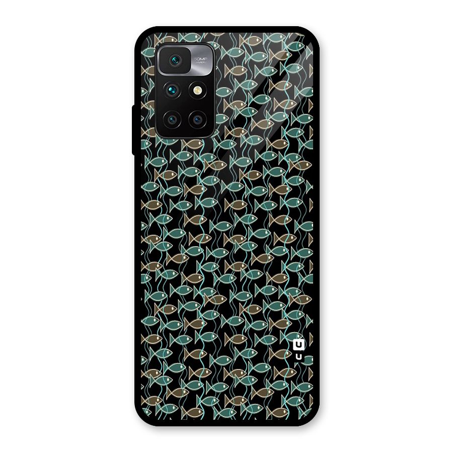 Animated Fishes Art Pattern Glass Back Case for Redmi 10 Prime