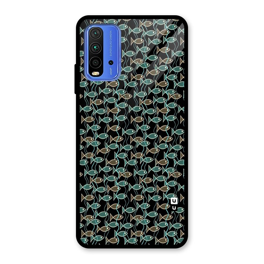 Animated Fishes Art Pattern Glass Back Case for Redmi 9 Power