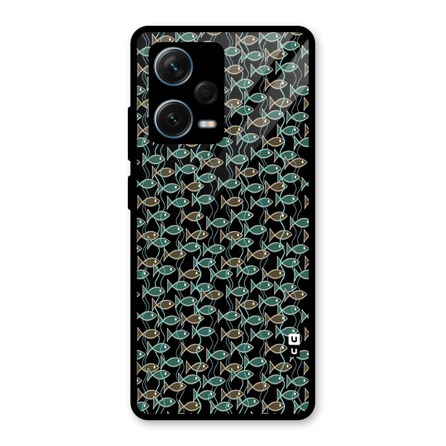 Animated Fishes Art Pattern Glass Back Case for Redmi Note 12 Pro Plus 5G