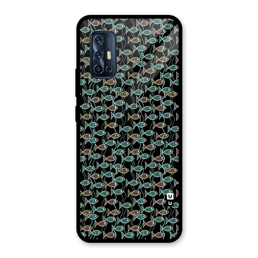 Animated Fishes Art Pattern Glass Back Case for Vivo V17