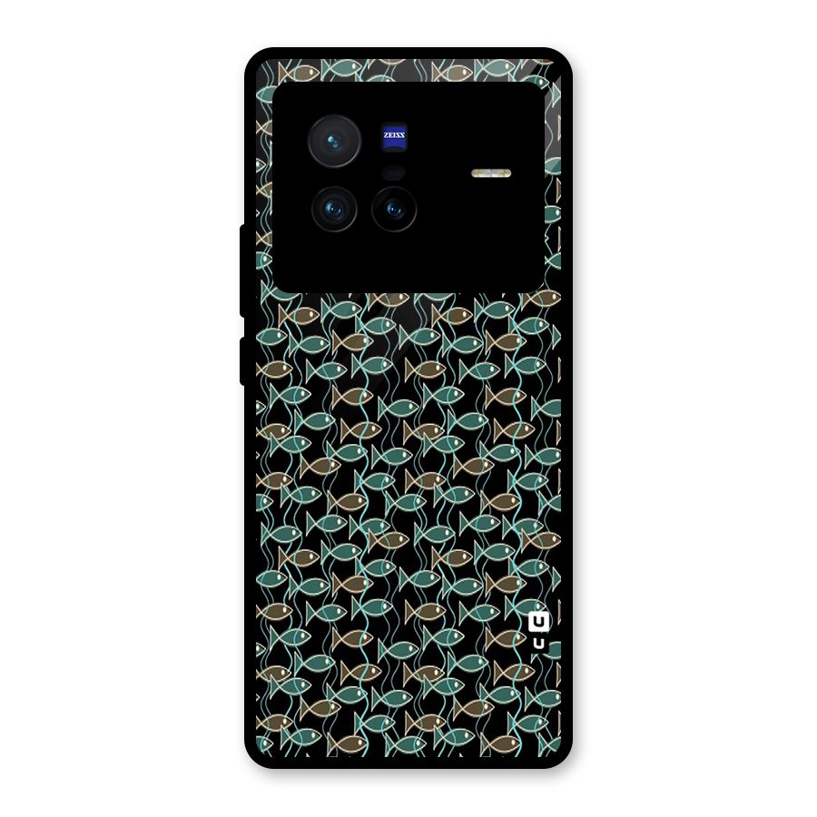 Animated Fishes Art Pattern Glass Back Case for Vivo X80