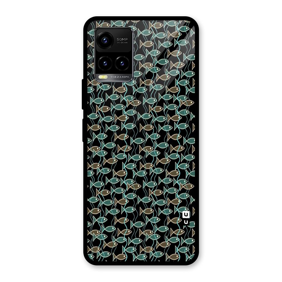 Animated Fishes Art Pattern Glass Back Case for Vivo Y21A