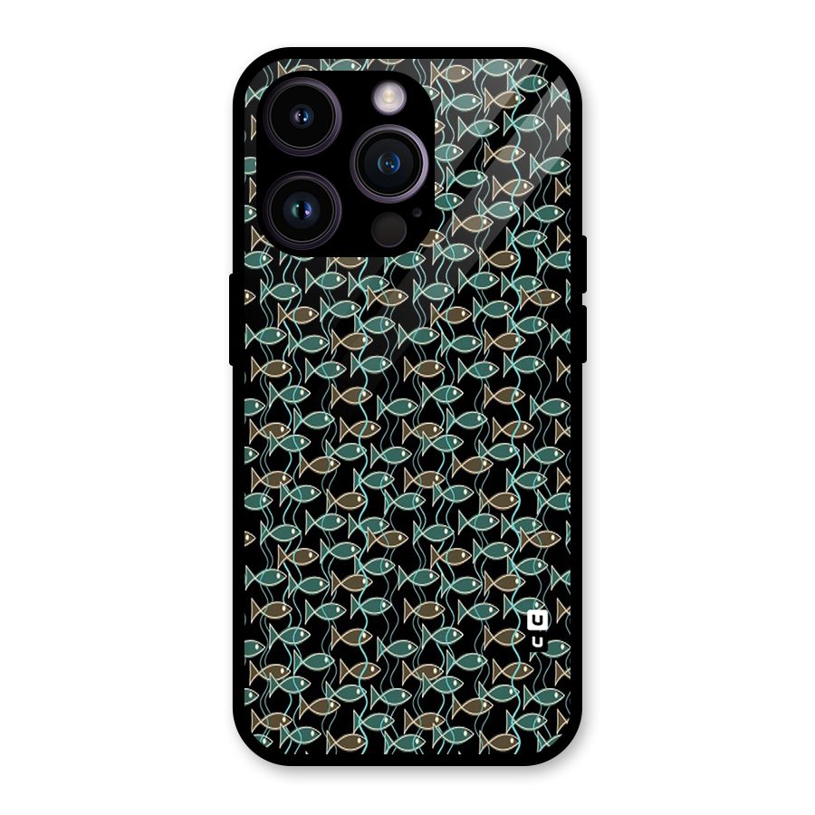 Animated Fishes Art Pattern Glass Back Case for iPhone 14 Pro