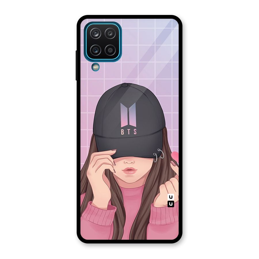 Anime Beautiful BTS Girl Glass Back Case for Galaxy A12