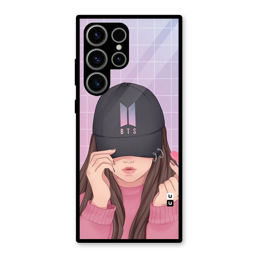 Anime Beautiful BTS Girl Glass Back Case for Galaxy S23 Ultra