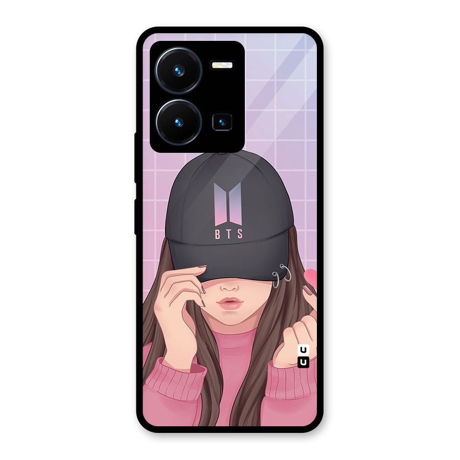 Anime Beautiful BTS Girl Glass Back Case for Vivo Y35