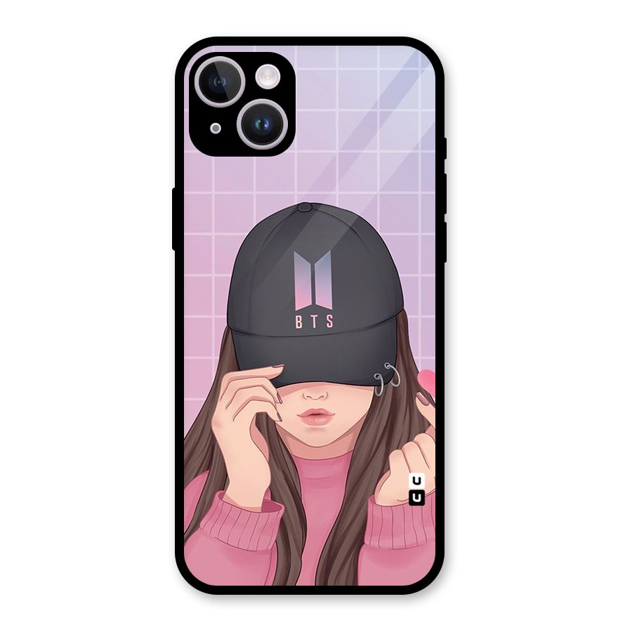 Anime Beautiful BTS Girl Glass Back Case for iPhone 14 Plus