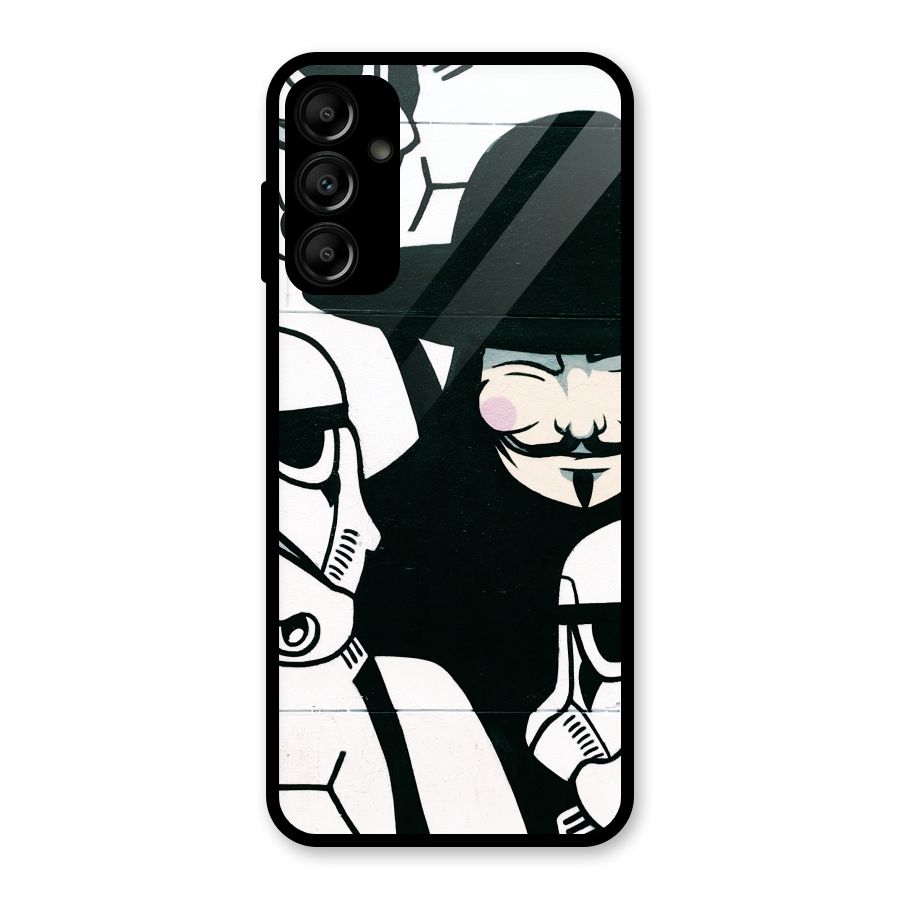 Anonymous Hat Glass Back Case for Galaxy A14 5G