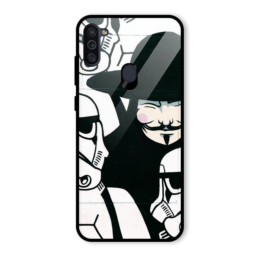 Anonymous Hat Glass Back Case for Galaxy M11