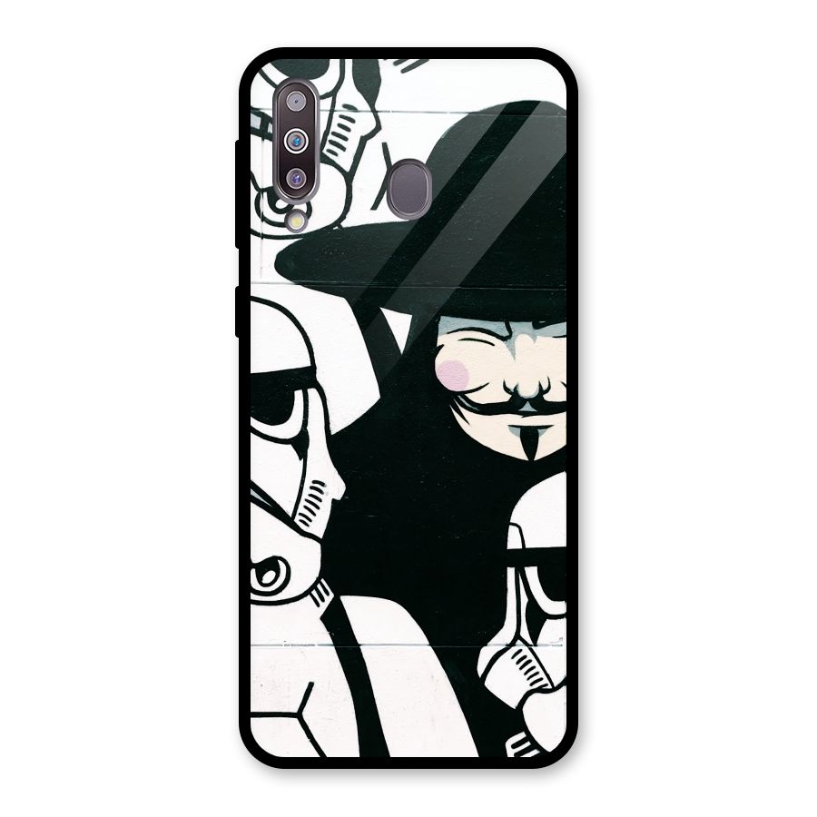 Anonymous Hat Glass Back Case for Galaxy M30