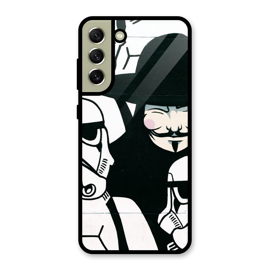 Anonymous Hat Glass Back Case for Galaxy S21 FE 5G