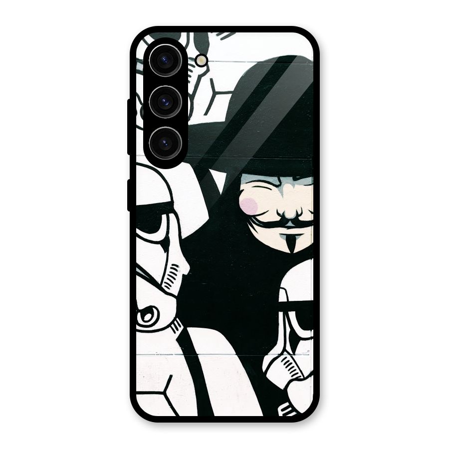 Anonymous Hat Glass Back Case for Galaxy S23