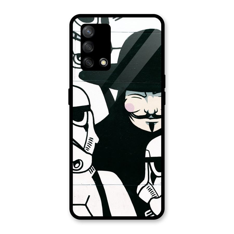 Anonymous Hat Glass Back Case for Oppo F19