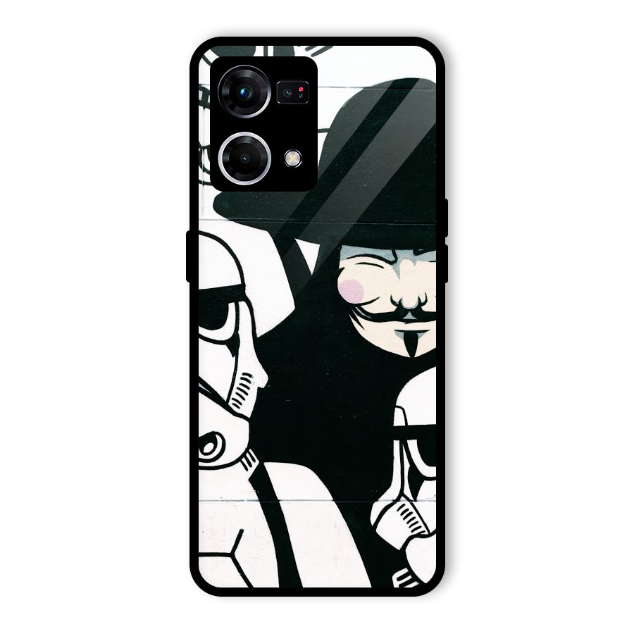 Anonymous Hat Glass Back Case for Oppo F21 Pro 5G