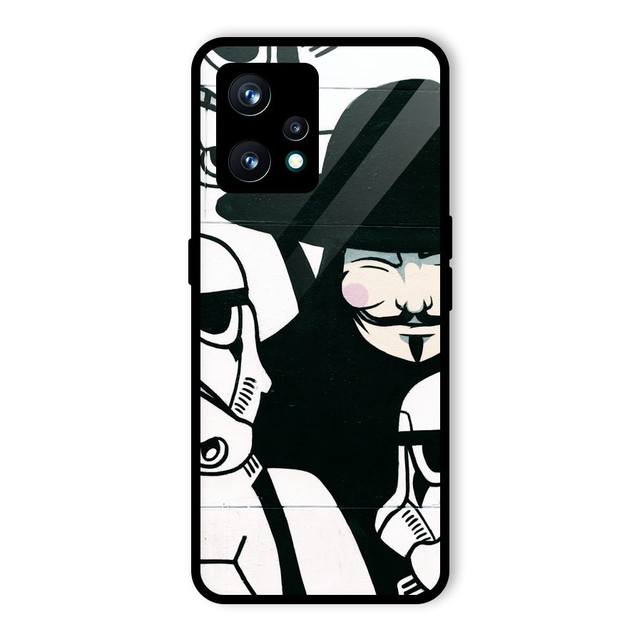 Anonymous Hat Glass Back Case for Realme 9 Pro Plus 5G