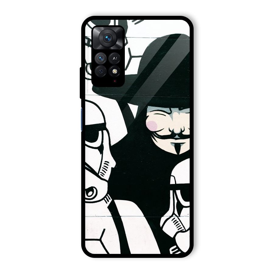 Anonymous Hat Glass Back Case for Redmi Note 11 Pro