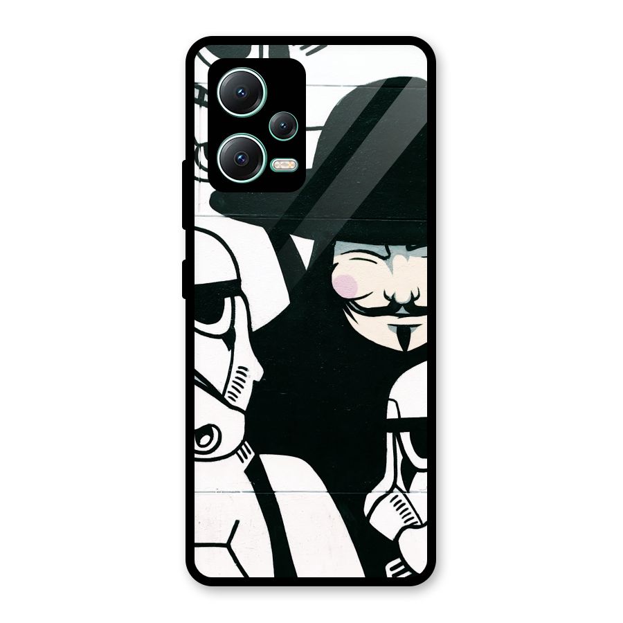 Anonymous Hat Glass Back Case for Redmi Note 12 5G