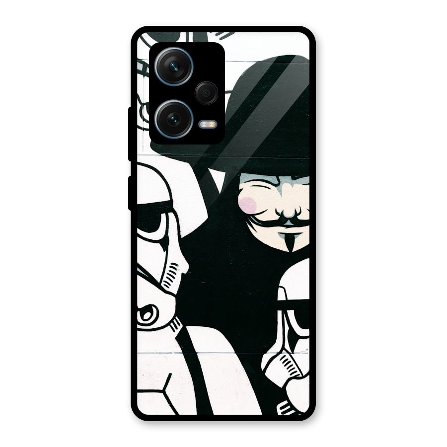 Anonymous Hat Glass Back Case for Redmi Note 12 Pro Plus 5G