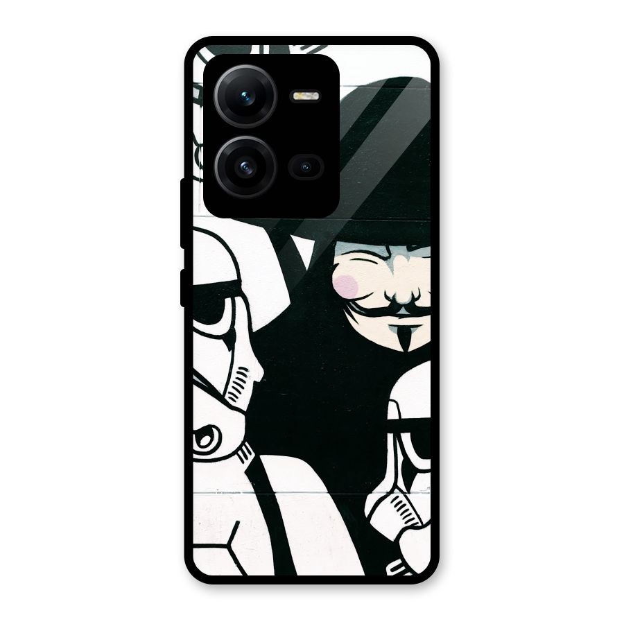 Anonymous Hat Glass Back Case for Vivo V25