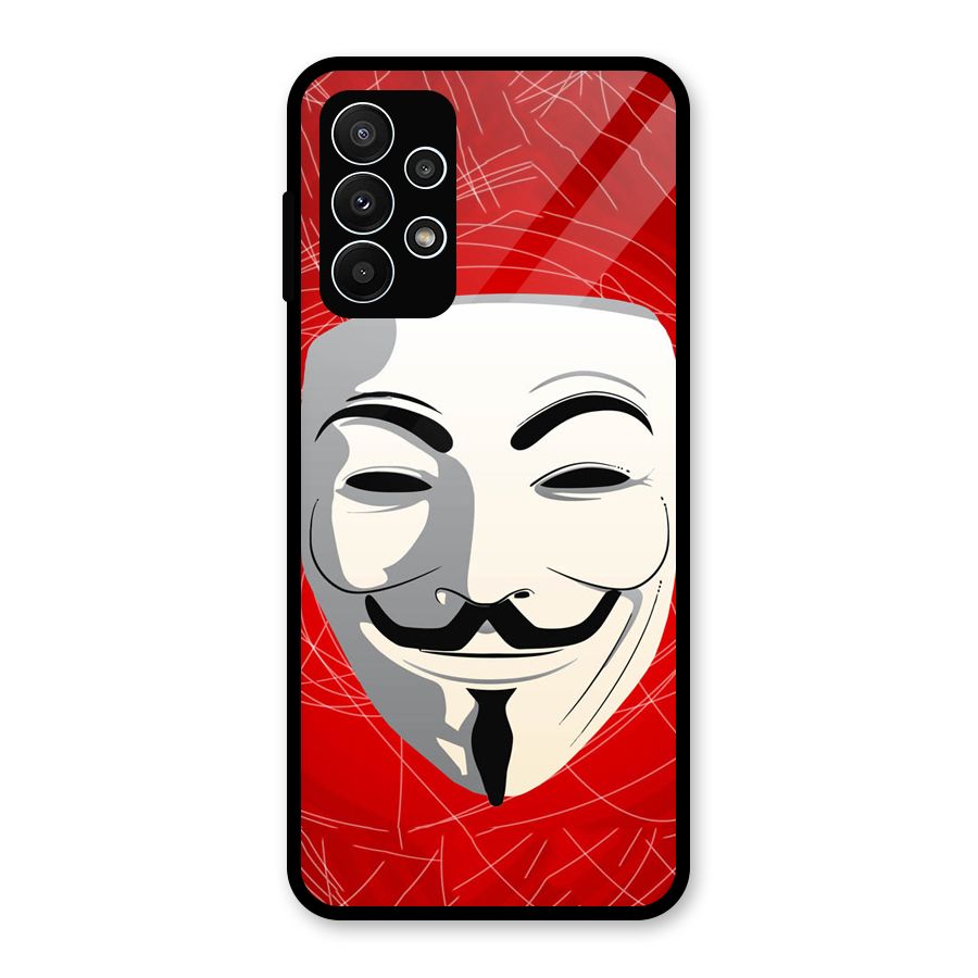 Anonymous Mask Abstract Glass Back Case for Galaxy A23