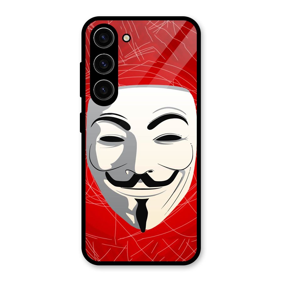Anonymous Mask Abstract Glass Back Case for Galaxy S23