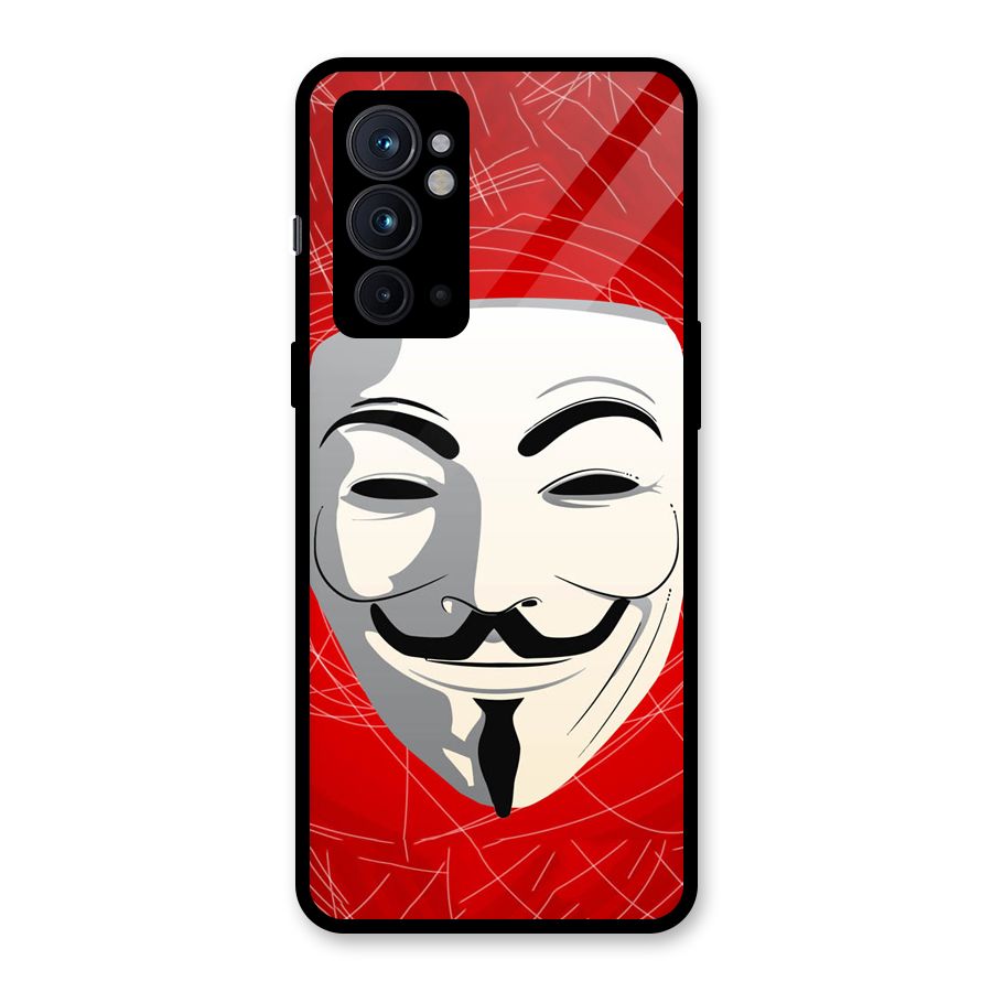 Anonymous Mask Abstract Glass Back Case for OnePlus 9RT 5G