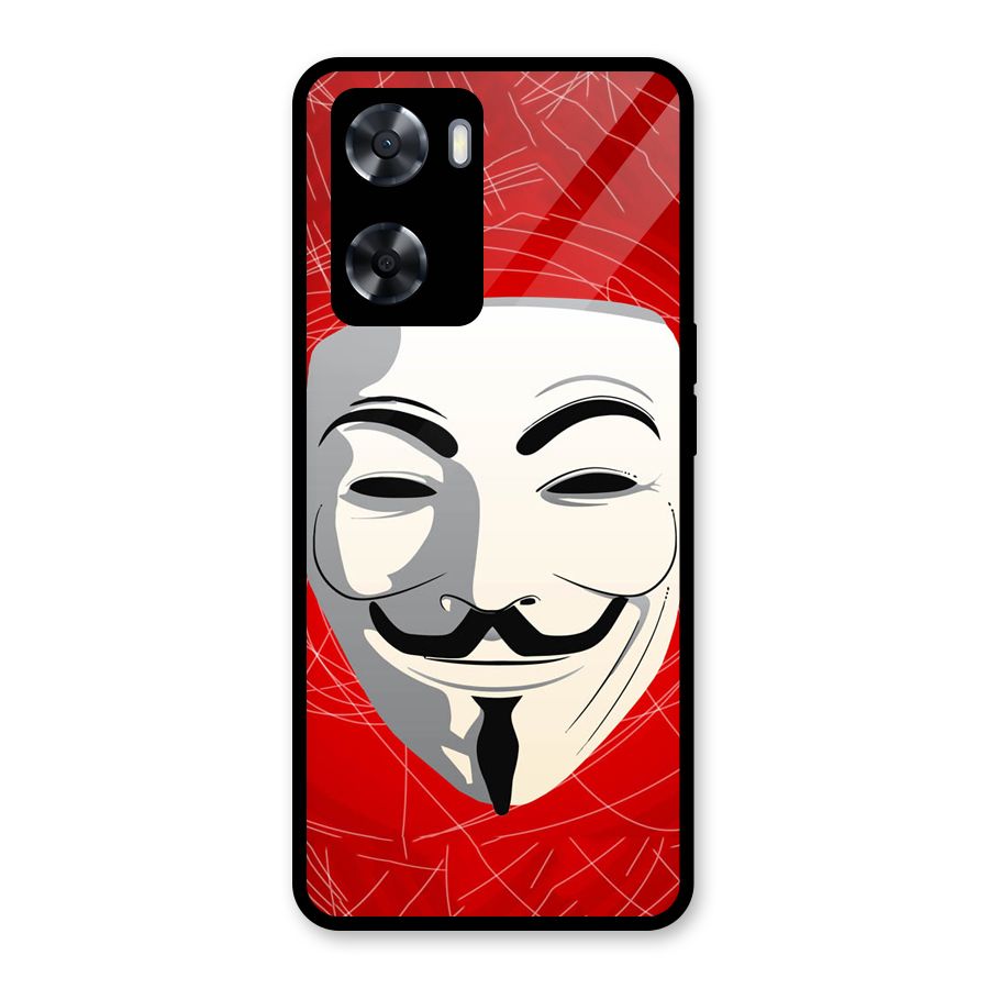 Anonymous Mask Abstract Glass Back Case for Oppo A57 2022