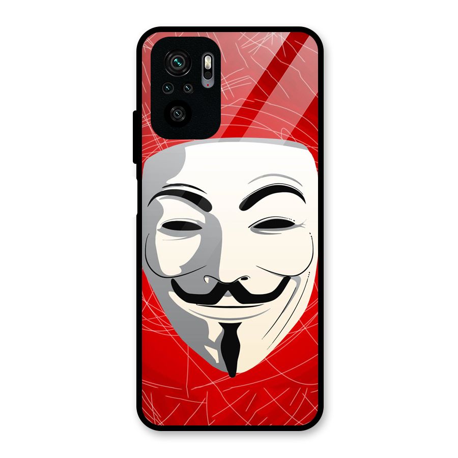 Anonymous Mask Abstract Glass Back Case for Redmi Note 10S