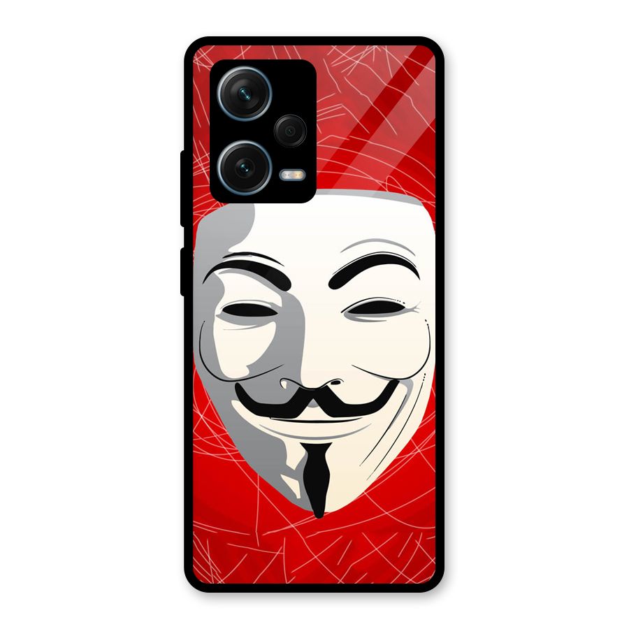 Anonymous Mask Abstract Glass Back Case for Redmi Note 12 Pro Plus 5G