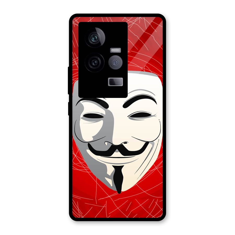 Anonymous Mask Abstract Glass Back Case for Vivo iQOO 11 5G