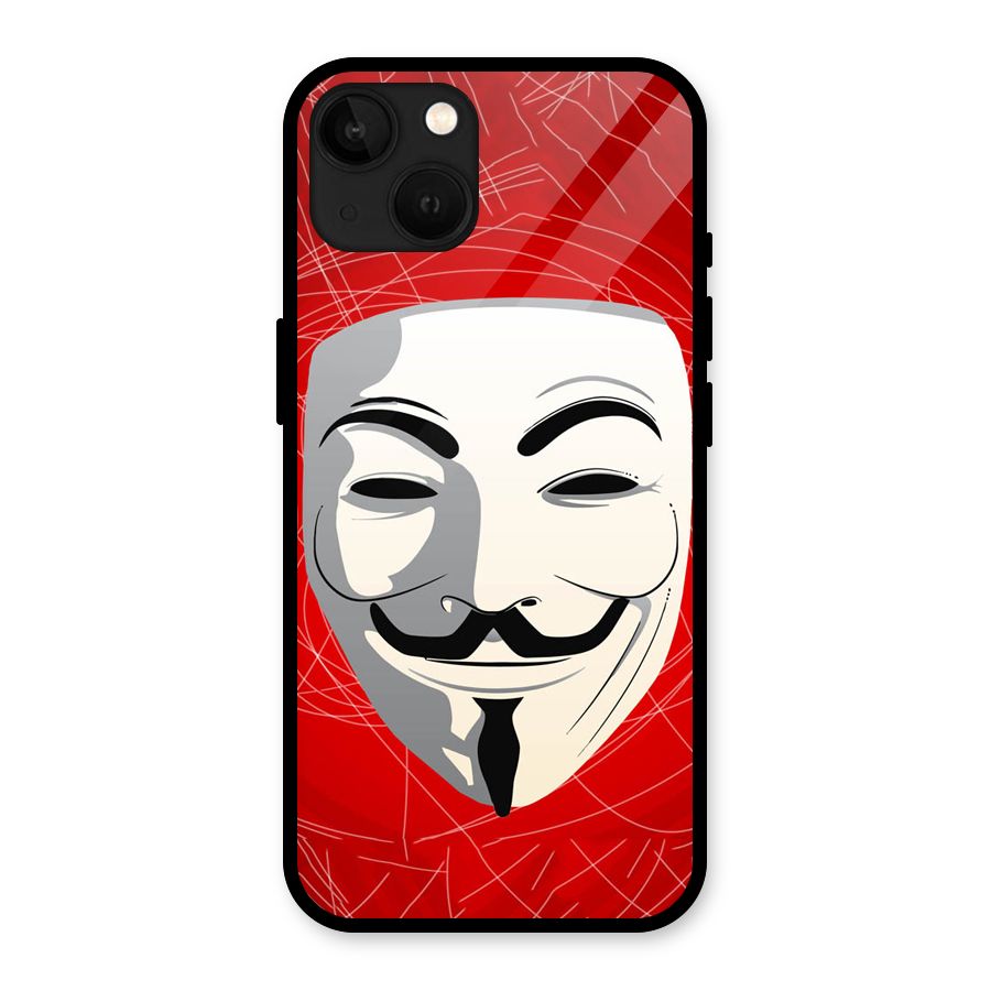 Anonymous Mask Abstract Glass Back Case for iPhone 13