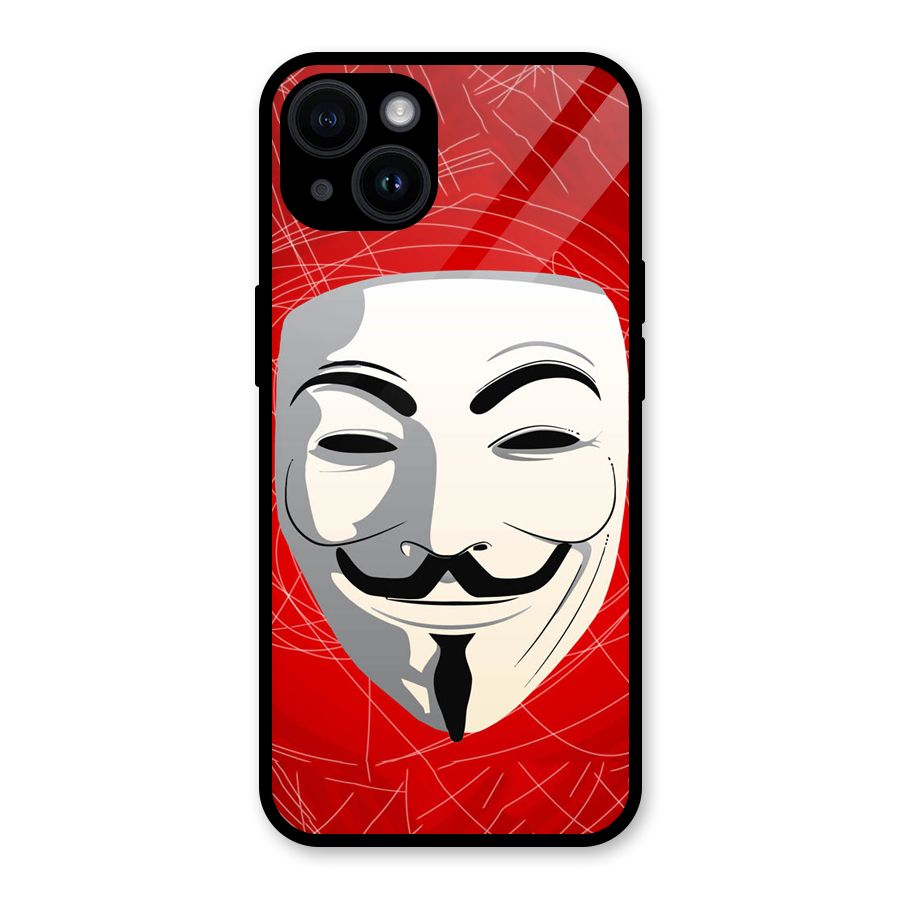 Anonymous Mask Abstract Glass Back Case for iPhone 14
