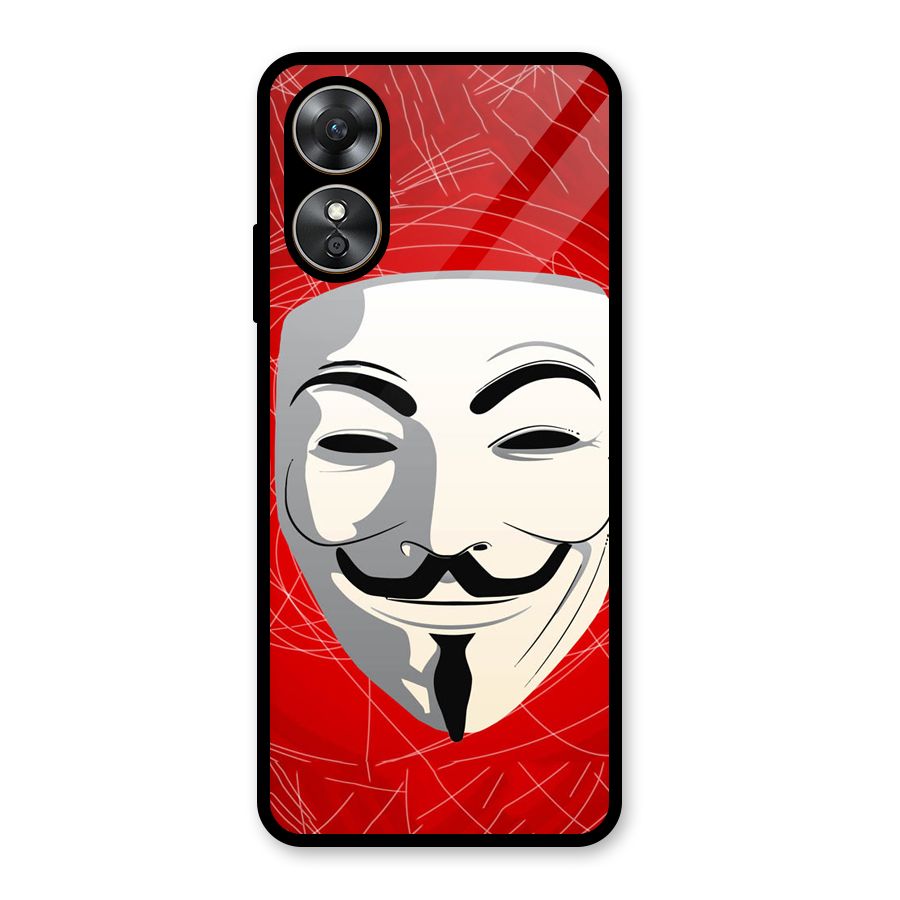 Anonymous Mask Abstract  Glass Back Case for Oppo A17
