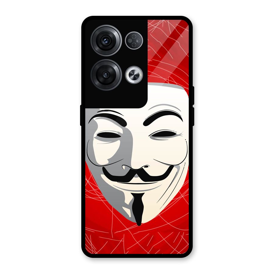 Anonymous Mask Abstract  Glass Back Case for Oppo Reno8 Pro 5G