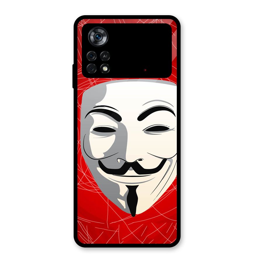 Anonymous Mask Abstract  Glass Back Case for Poco X4 Pro 5G