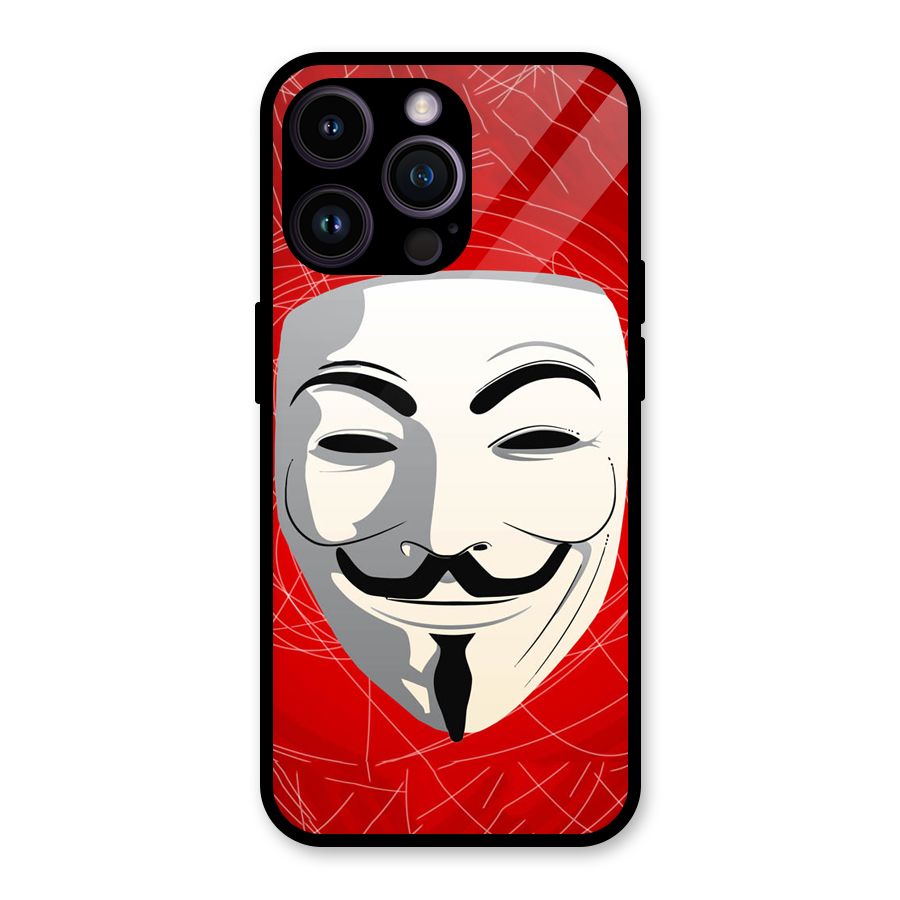 Anonymous Mask Abstract  Glass Back Case for iPhone 14 Pro Max