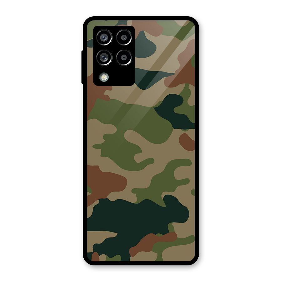 Army Camouflage Glass Back Case for Galaxy M53 5G