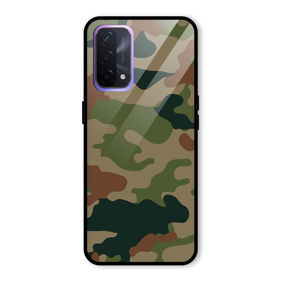 Army Camouflage Glass Back Case for Oppo A74 5G