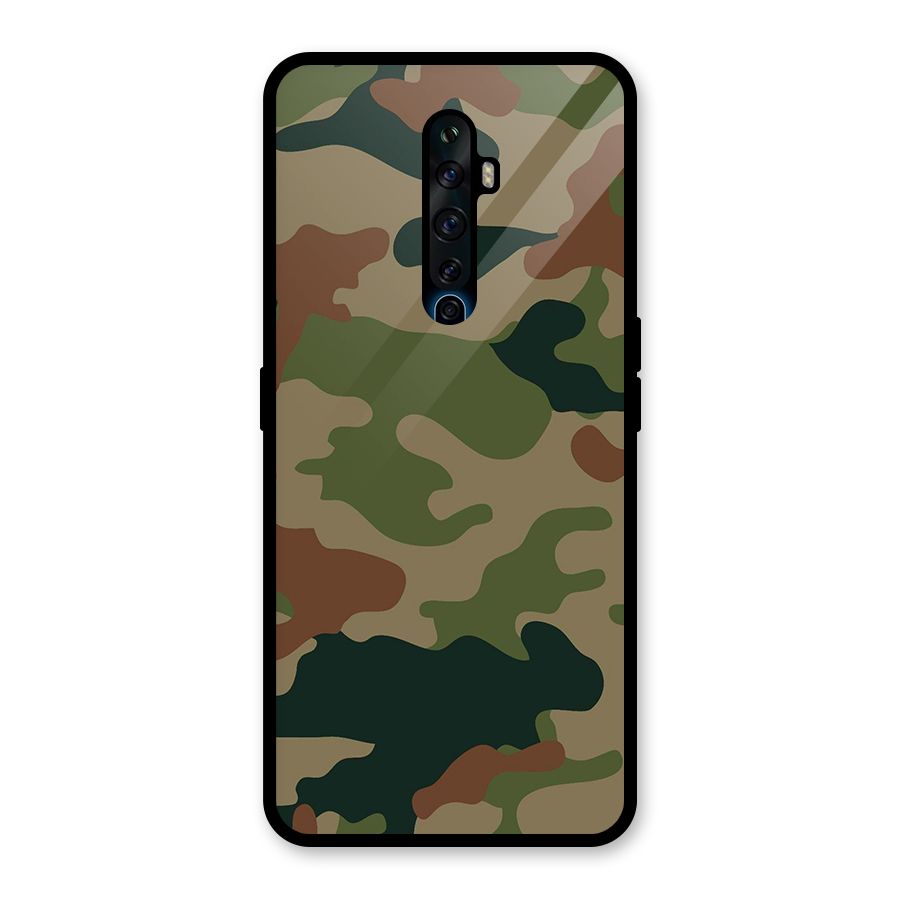 Army Camouflage Glass Back Case for Oppo Reno2 F