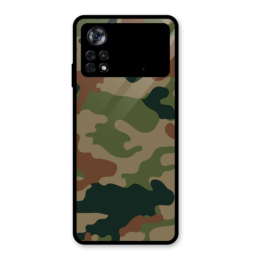 Army Camouflage Glass Back Case for Poco X4 Pro 5G