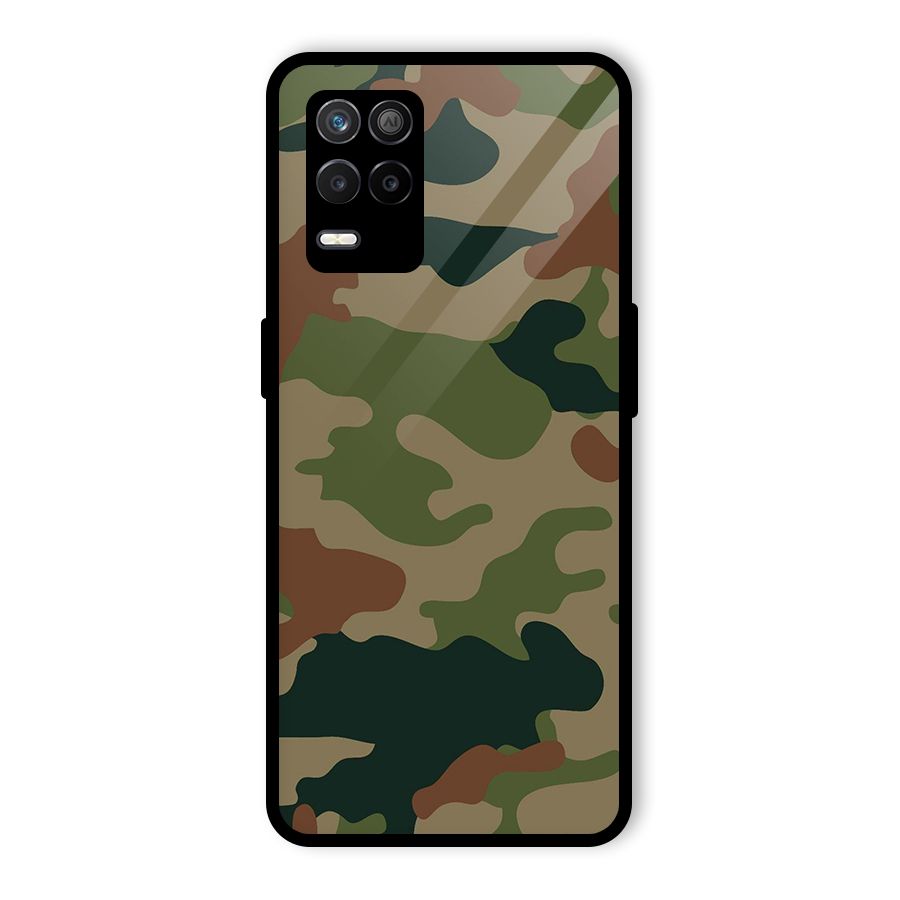 Army Camouflage Glass Back Case for Realme 8 5G