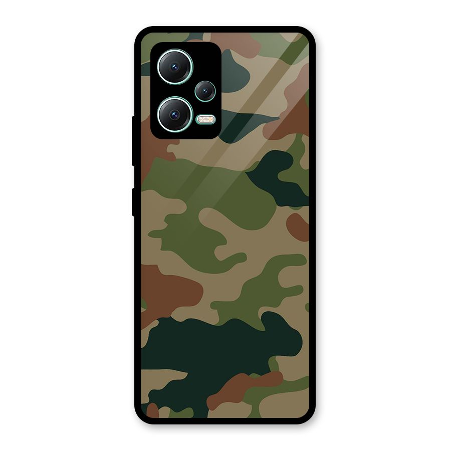 Army Camouflage Glass Back Case for Redmi Note 12 5G
