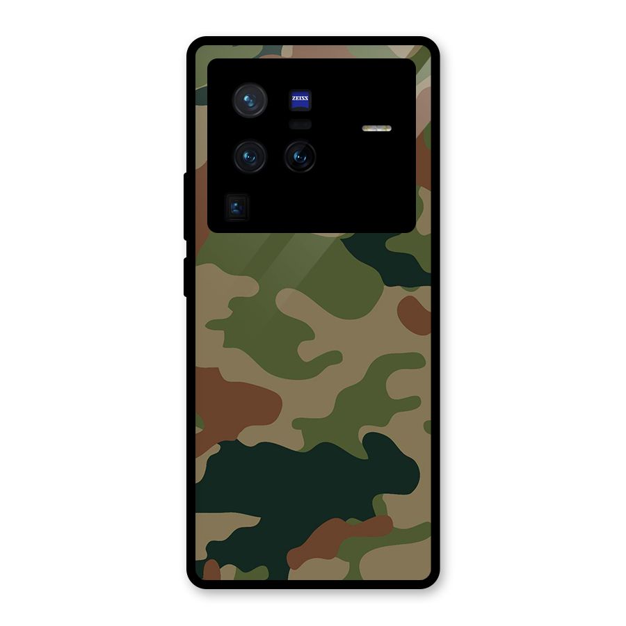 Army Camouflage Glass Back Case for Vivo X80 Pro
