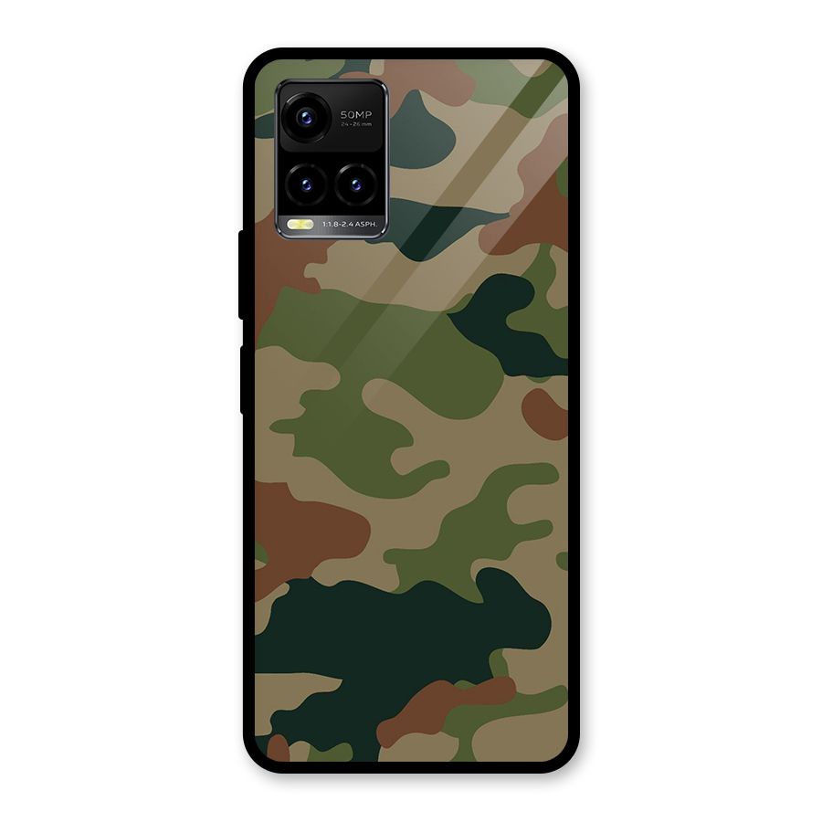 Army Camouflage Glass Back Case for Vivo Y21T